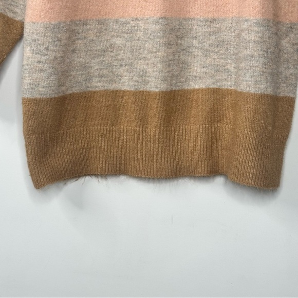 Debut Womans Striped Sweater Cowl Neck Cozy Soft Pink Grey Brown Size S/M - Picture 5 of 8